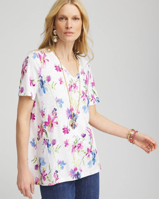 Wildflower Slub V-Neck Tee - Chico's