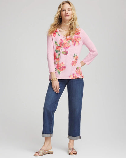 Floral 3/4 Sleeve Tee - Chico's