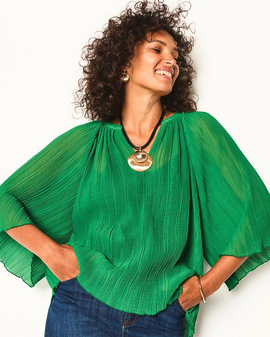 Textured Pleated Chiffon Blouse - Chico's