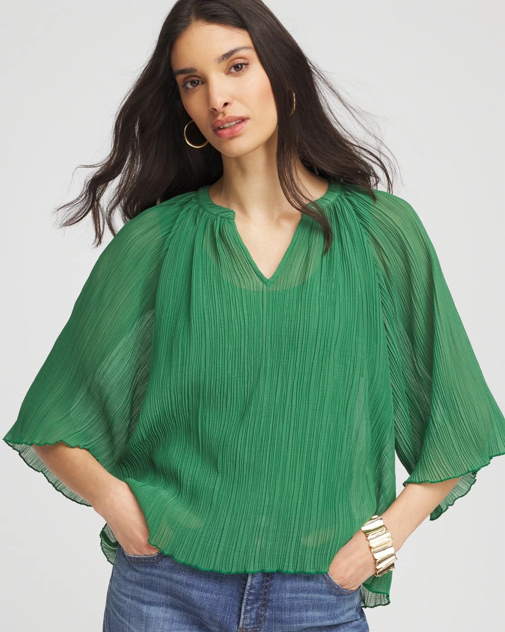 Textured Pleated Chiffon Blouse - Chico's