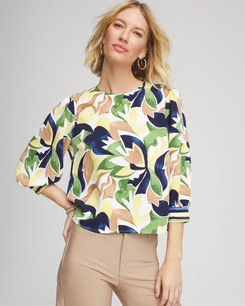 Mod Blooms Matte Satin Pullover - Chico's