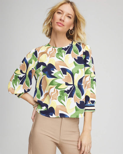 Mod Blooms Matte Satin Pullover - Chico's
