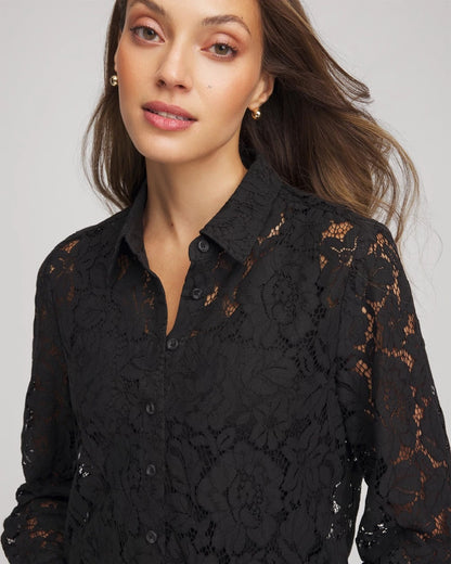 Classic-Fit Collared Lace Shirt - Chico's