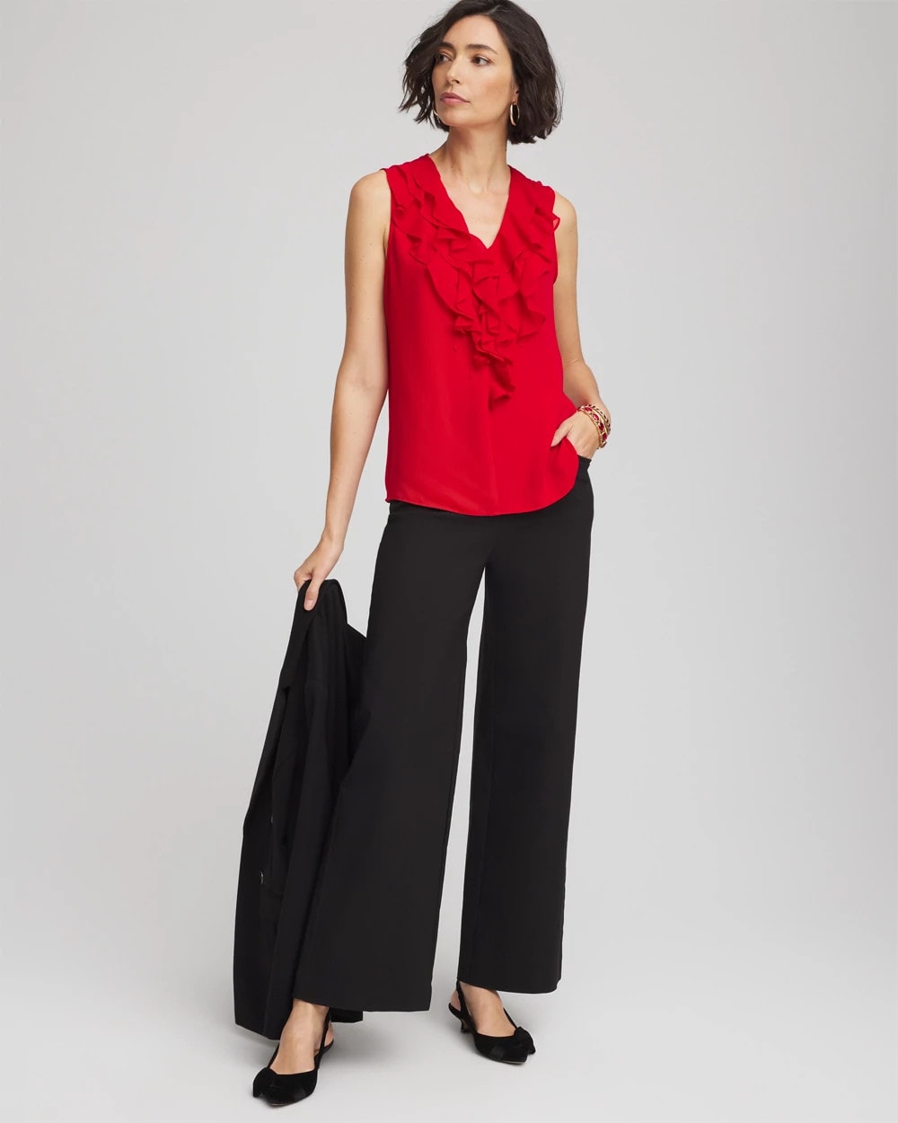 Satin Ruffle Tank - Chico's