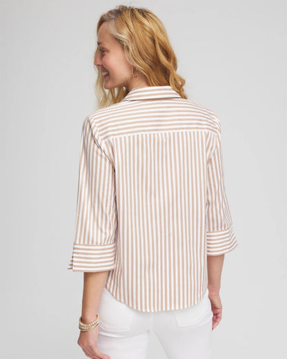 Striped Poplin Tie-Front Top - Chico's