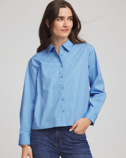 Embellished Stretch Cotton Collared Shirt - Chico's