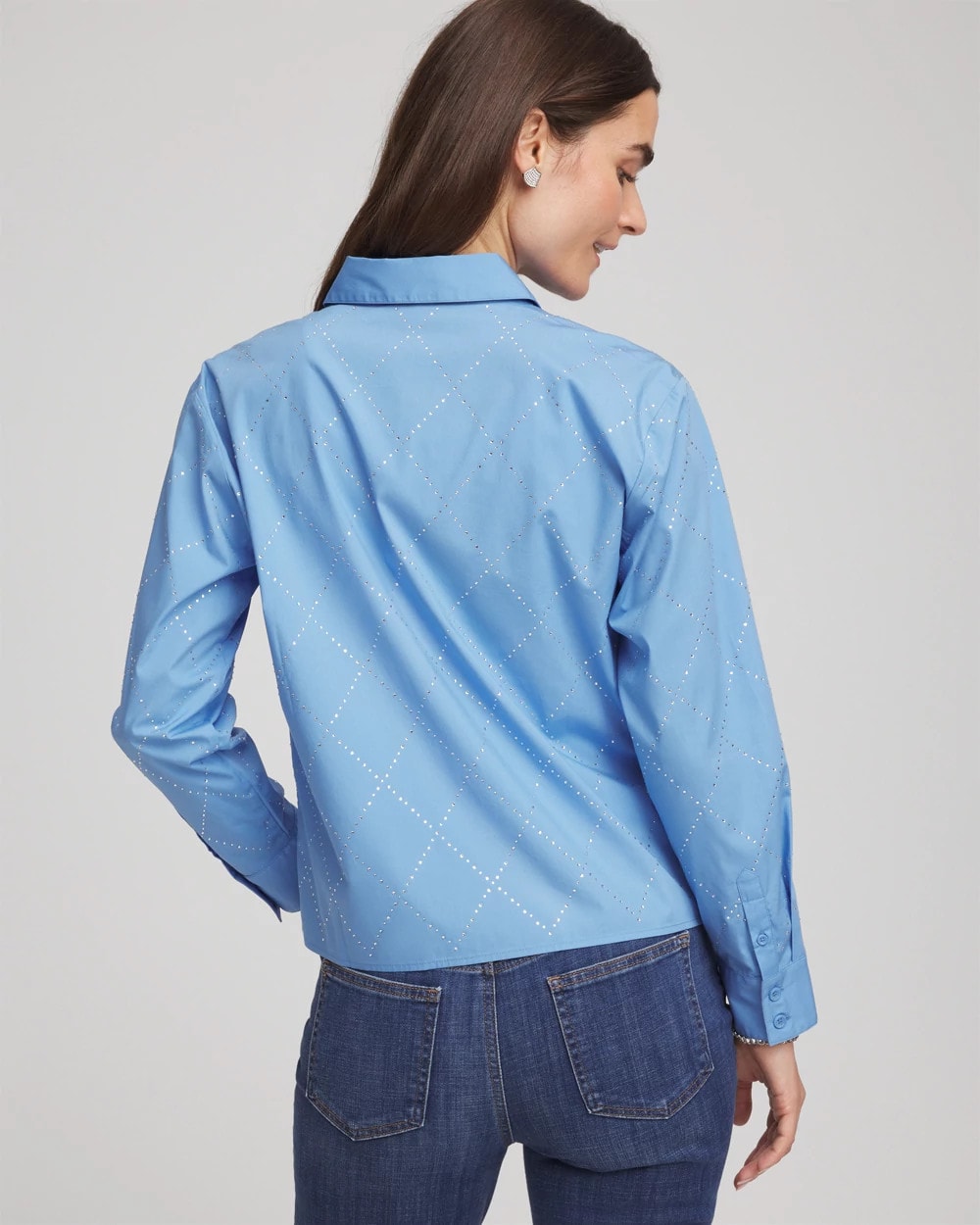 Embellished Stretch Cotton Collared Shirt - Chico's