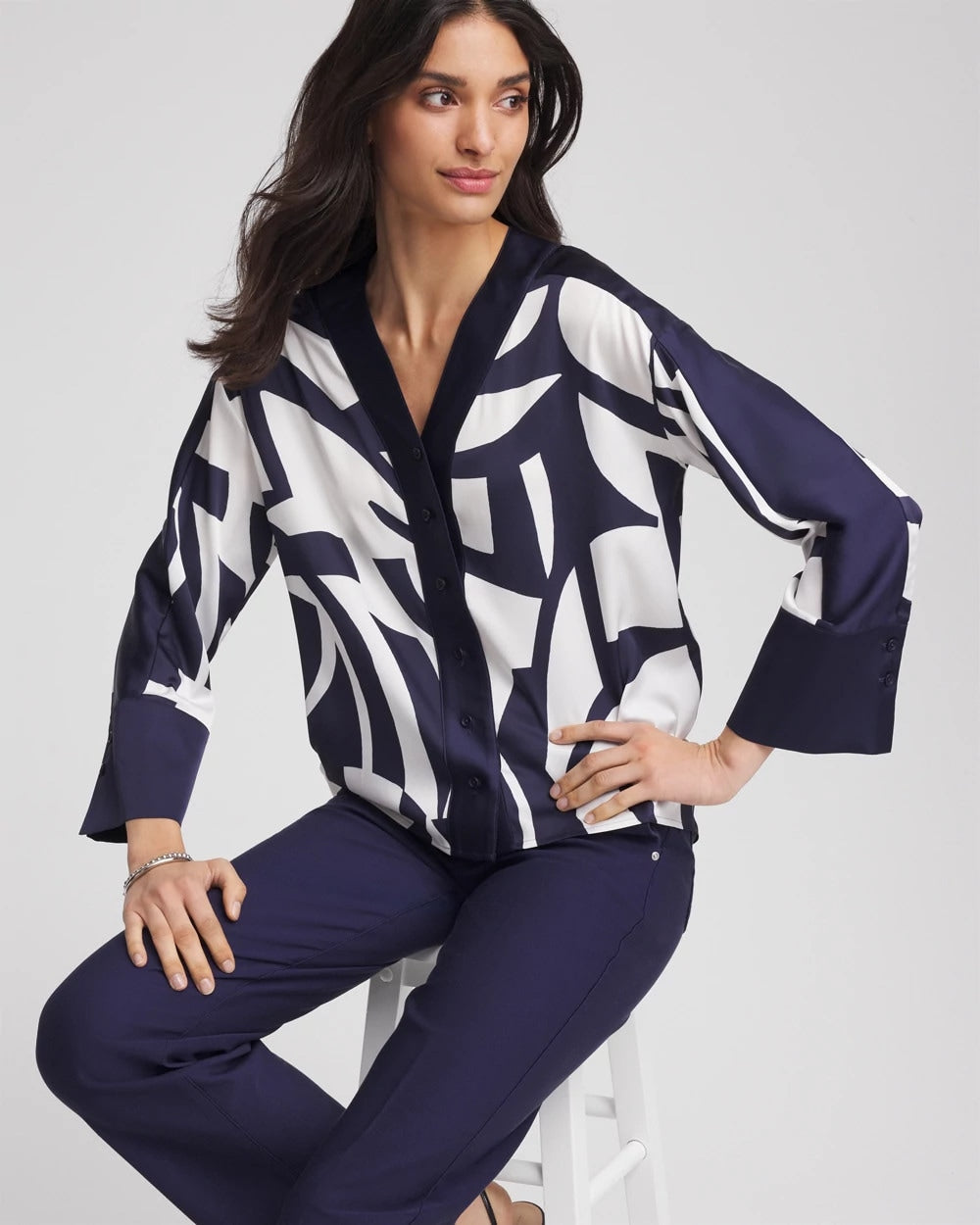 Satin Geo Print Blouse - Chico's