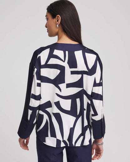 Satin Geo Print Blouse - Chico's