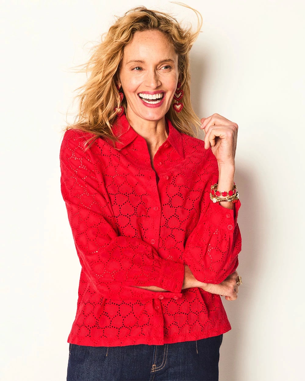 Heart Eyelet Button Down Shirt - Chico's
