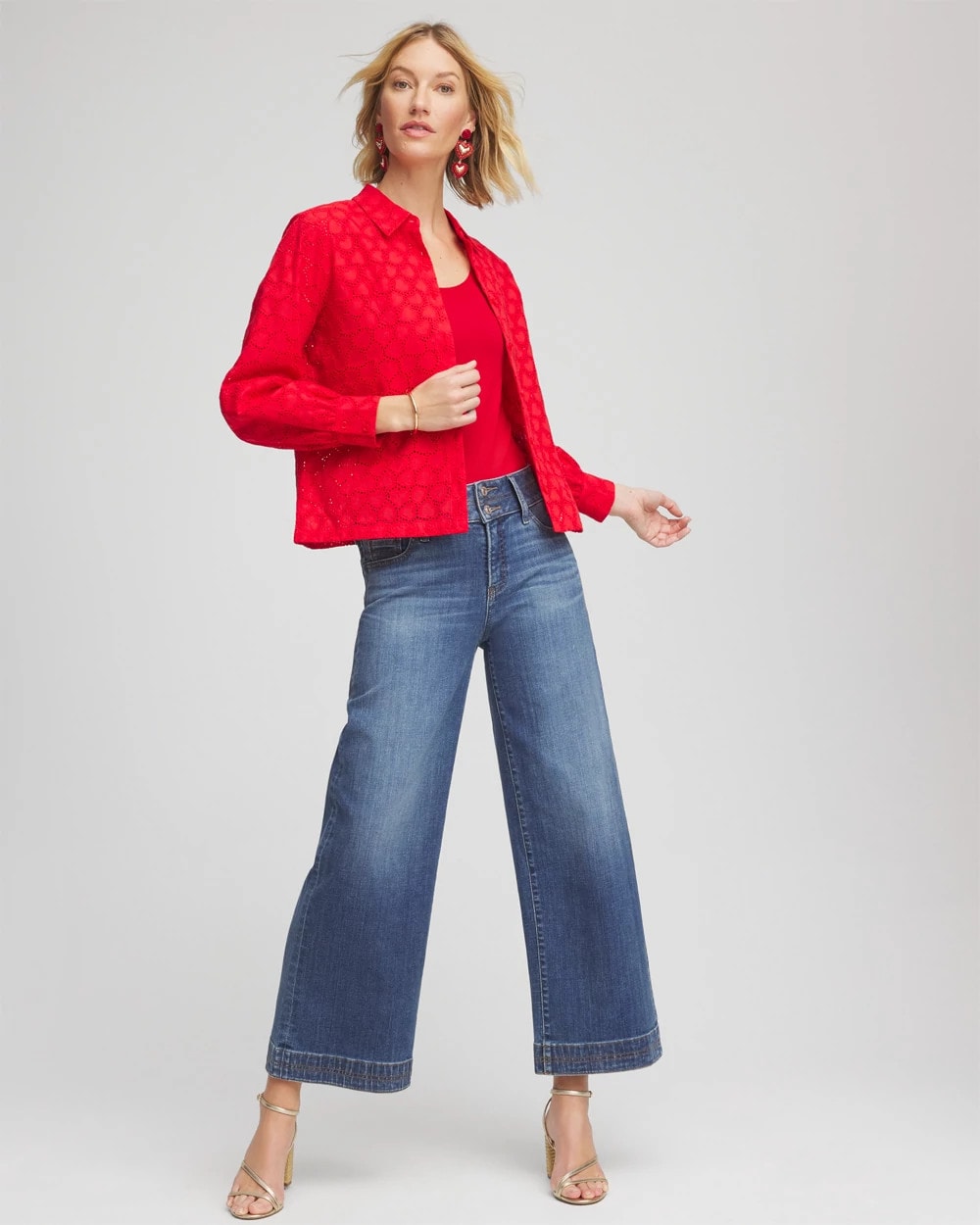 Heart Eyelet Button Down Shirt - Chico's