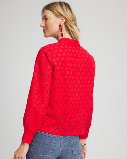 Heart Eyelet Button Down Shirt - Chico's