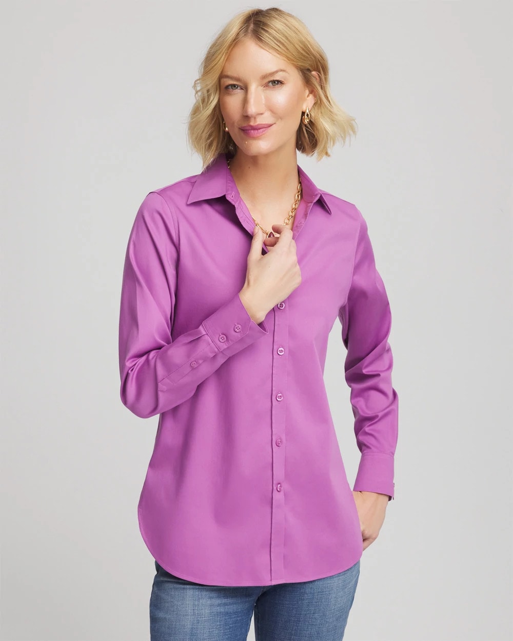 No Iron™ Stretch-Sateen Shirt - Chico's