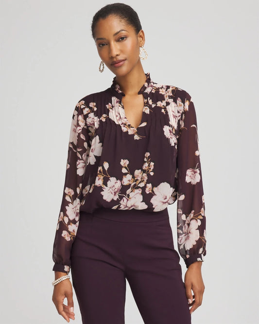 Frosty Floral Ruffleneck Blouse - Chico's