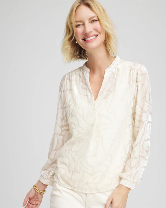 Cream Burnout Pullover Blouse - Chico's