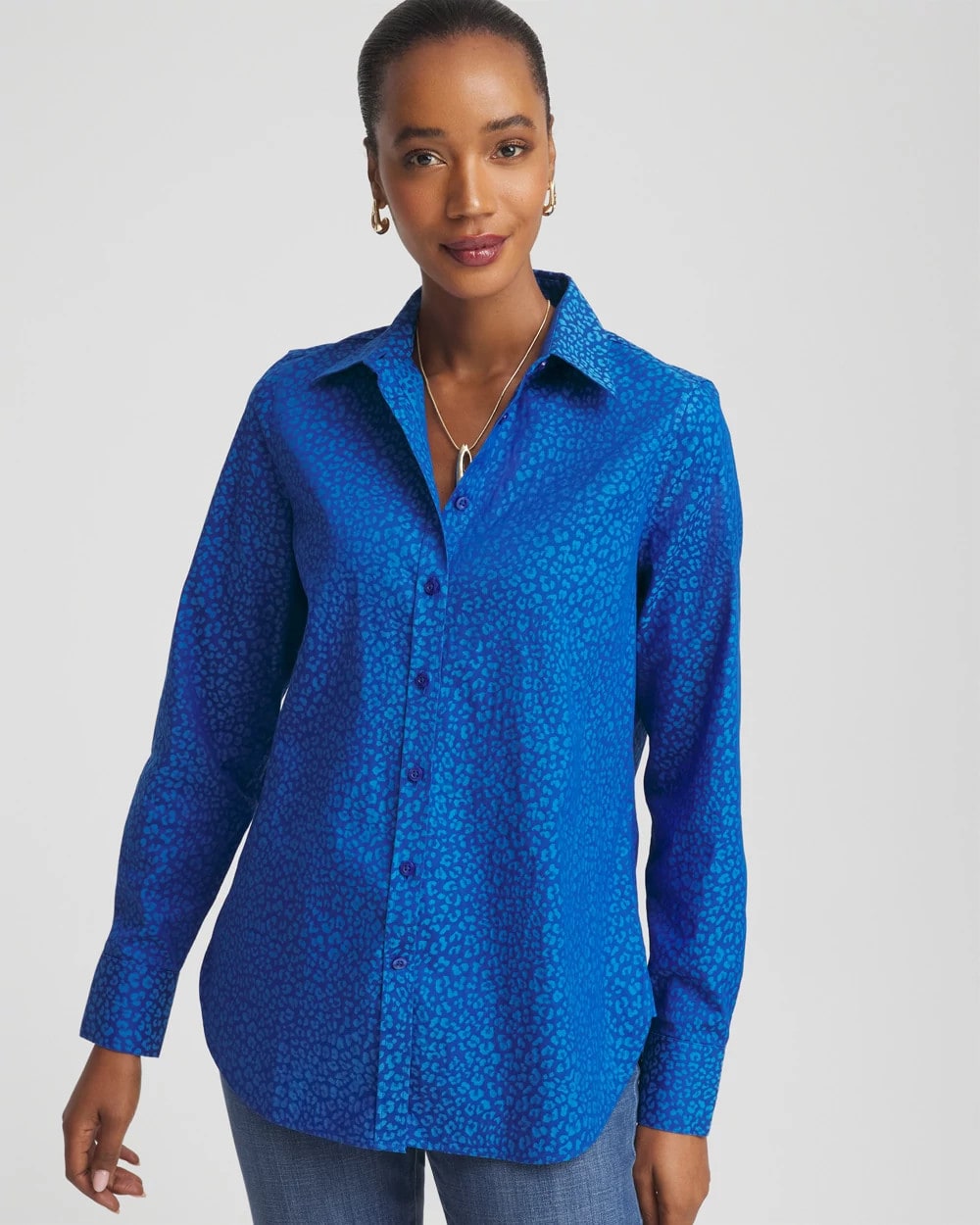 No Iron™ Jacquard Animal Motif Shirt - Chico's