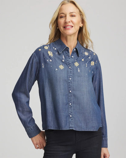 Embellished Tencel Collar Shirt - Chico's