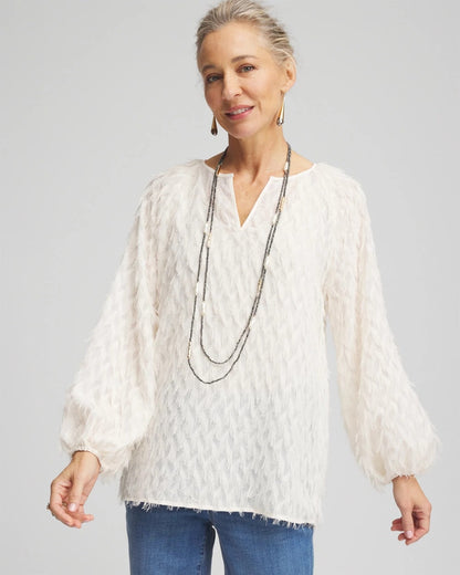 Feathered Pullover Peasant Blouse - Chico's