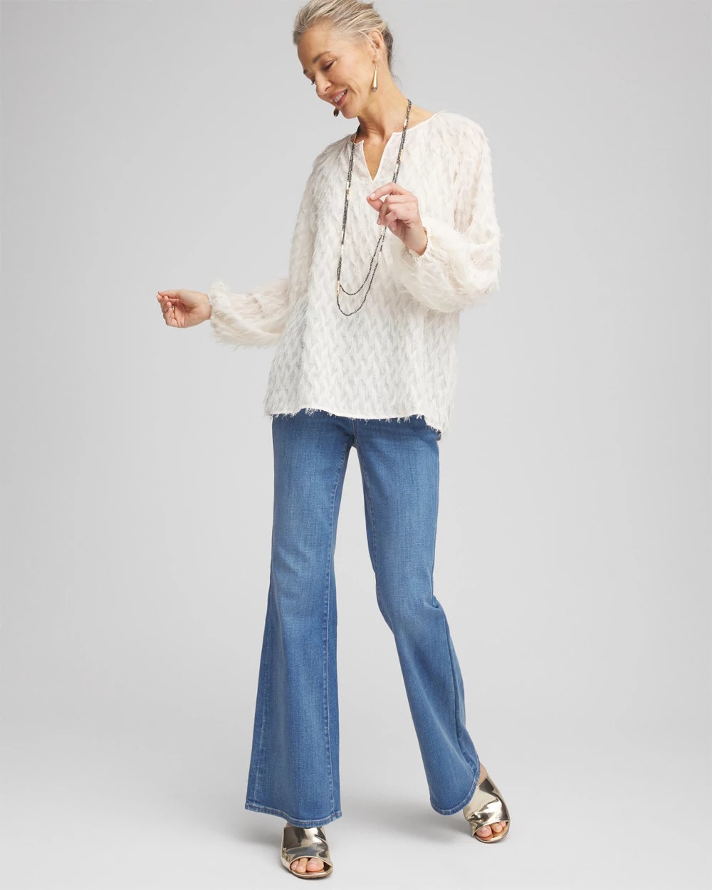 Feathered Pullover Peasant Blouse - Chico's