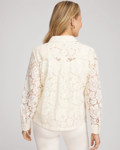 Classic-Fit Collared Lace Shirt - Chico's