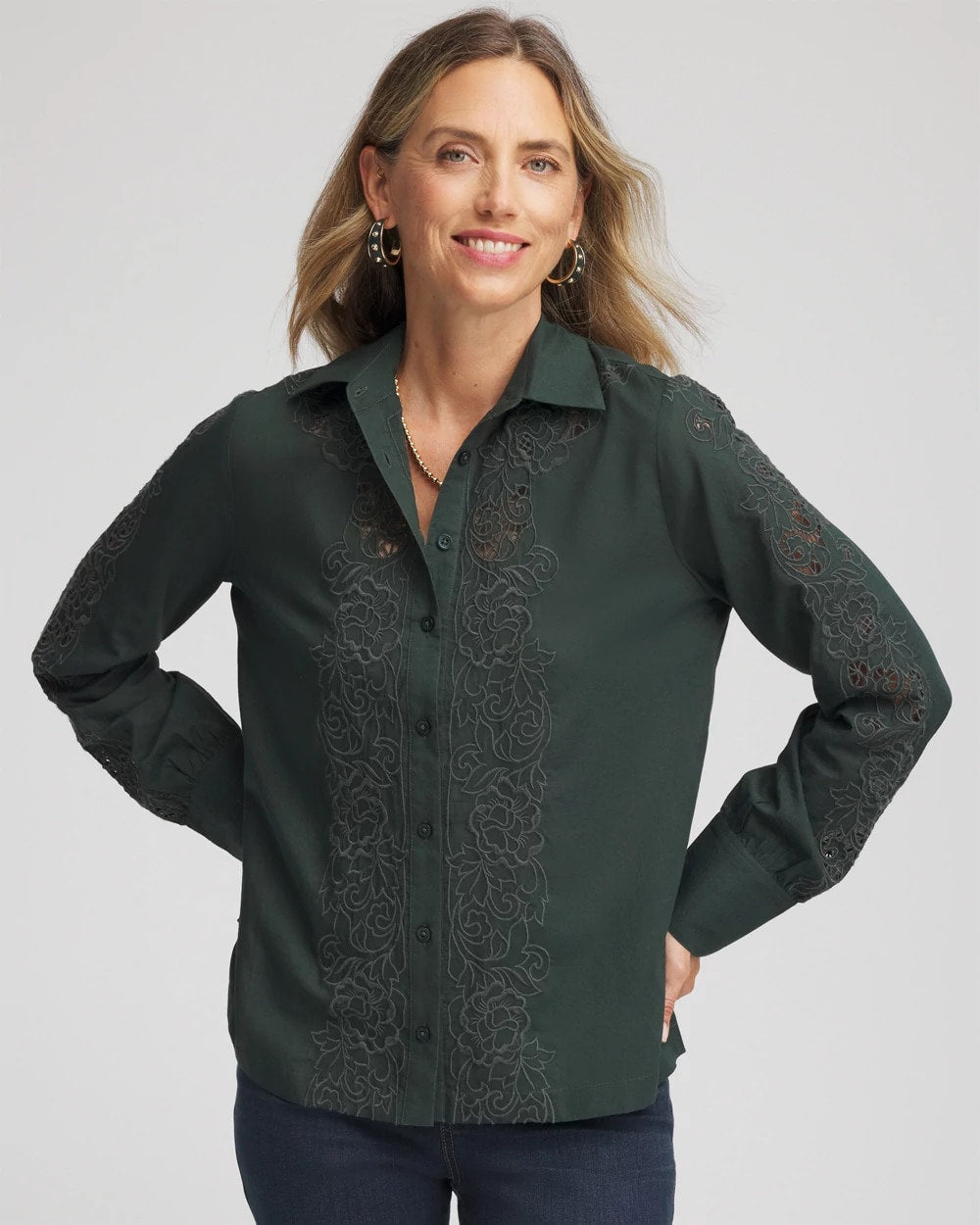Lace Cotton Voile Shirt - Chico's