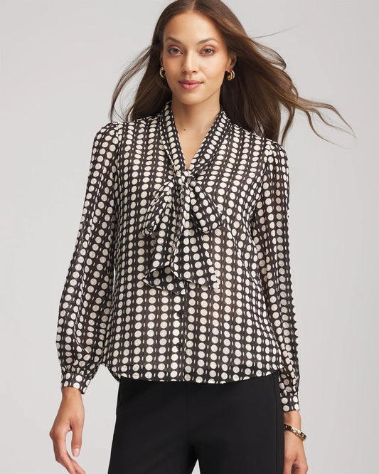 Clip-Dot Tie-Front Blouse - Chico's