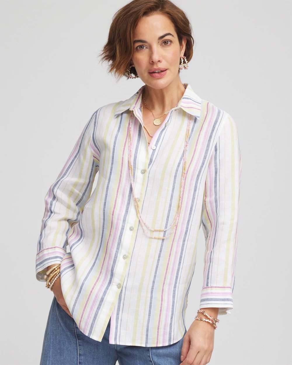 No Iron™ Multi Stripe Linen Shirt - Chico's