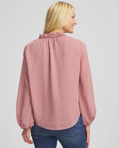 Ruffleneck Lined Georgette Blouse - Chico's