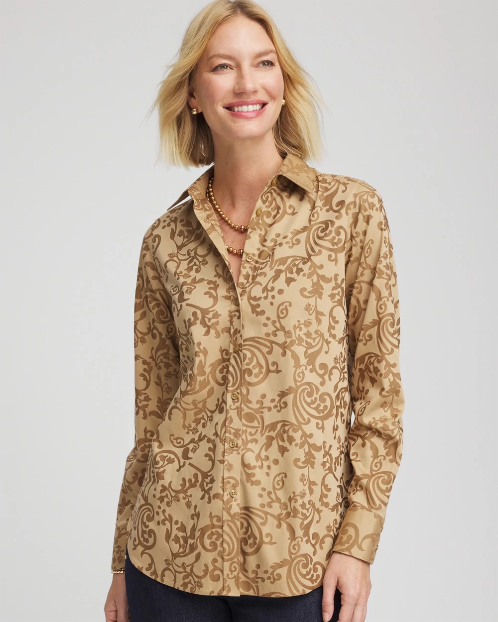 No Iron™ Jacquard Scrolls  Shirt - Chico's