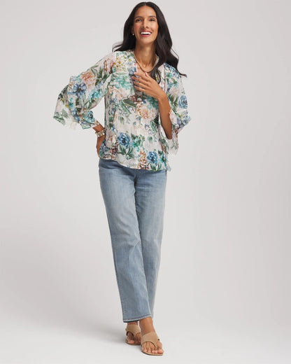 Georgette Ruffled V-Neck Blouse - Chico's