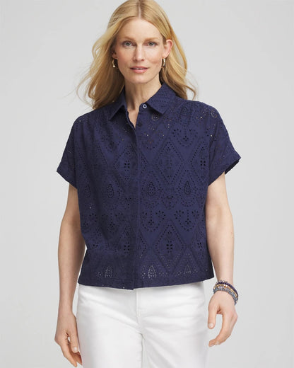 Embroidered Eyelet Button-down Top - Chico's