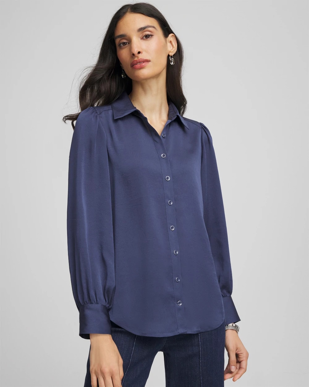 Puff Sleeve Satin Blouse - Chico's