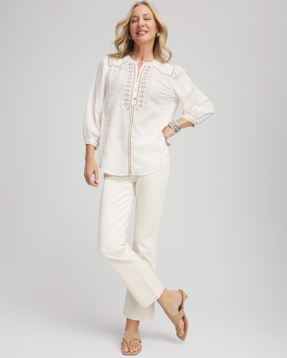 Embroidered Crinkle-Cotton Blouse - Chico's
