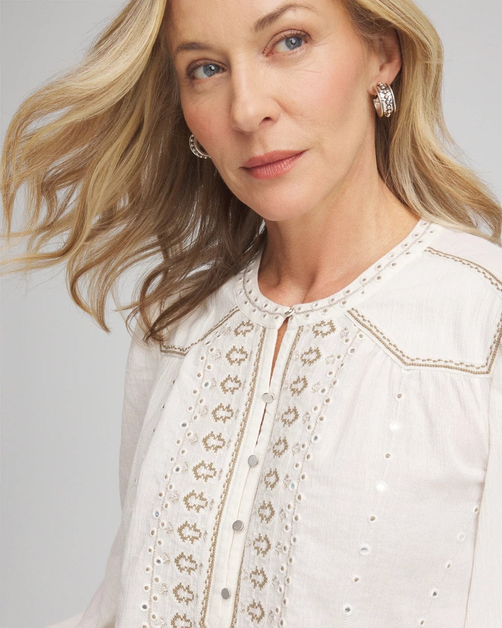 Embroidered Crinkle-Cotton Blouse - Chico's
