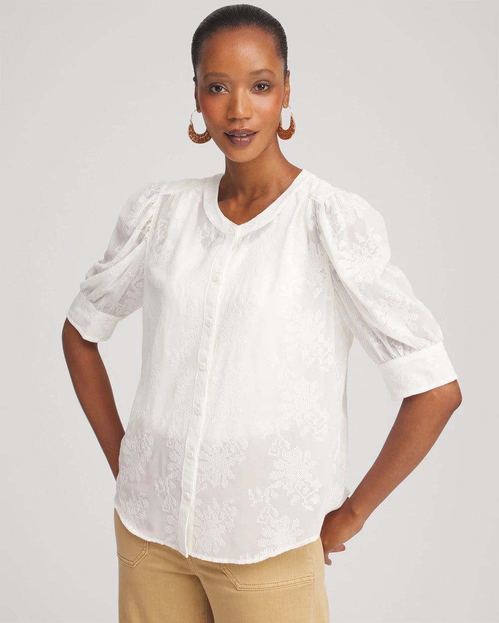 Chiffon Puff Sleeve Shirt - Chico's