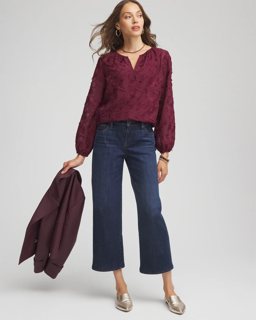 Feathered Pullover Peasant Blouse - Chico's