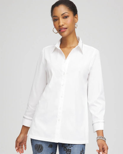 Rhinestone Embellished Poplin Tunic - Chico's