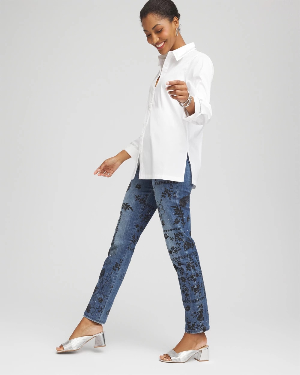 Rhinestone Embellished Poplin Tunic - Chico's