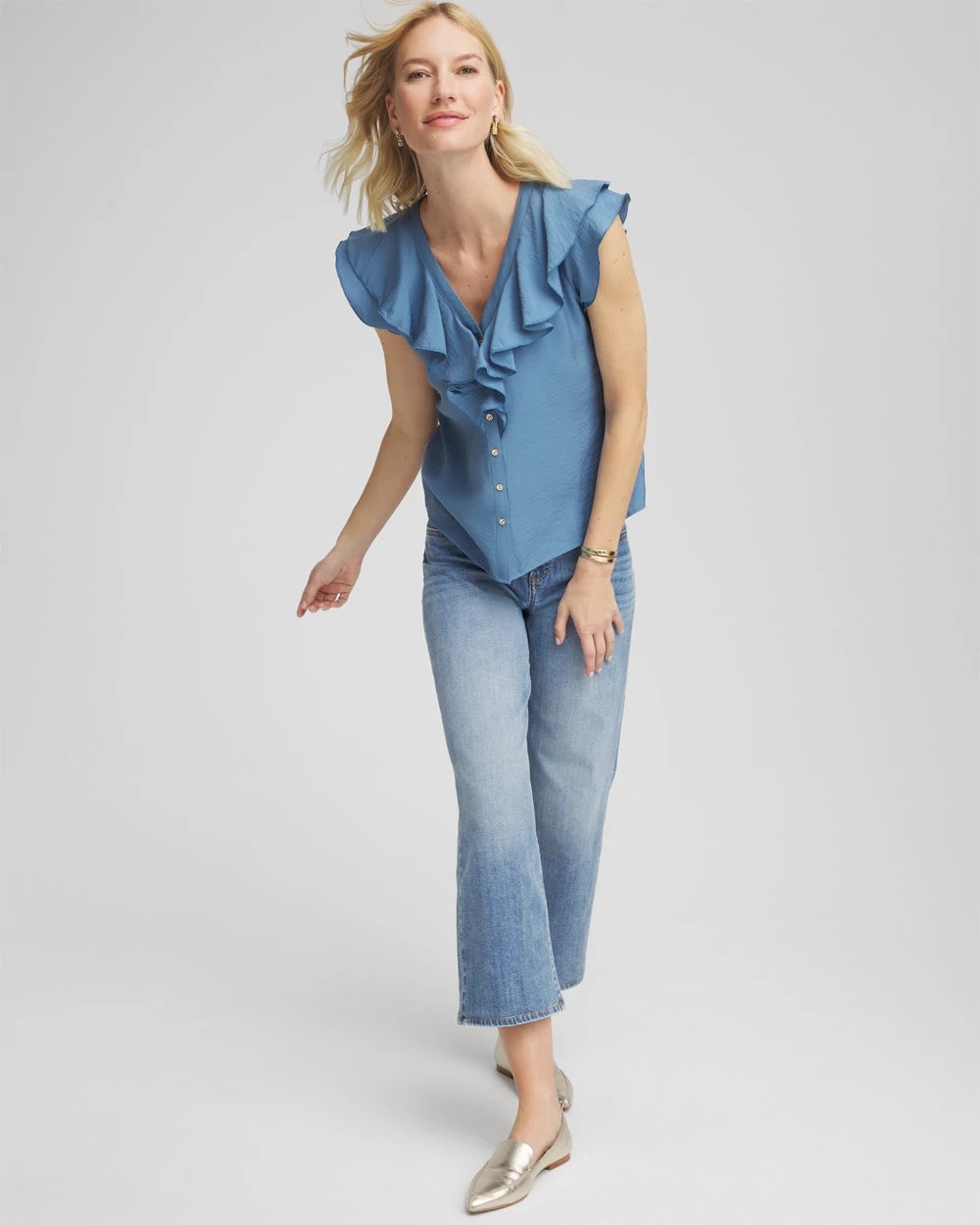 Crepe Ruffle-Trim Blouse - Chico's