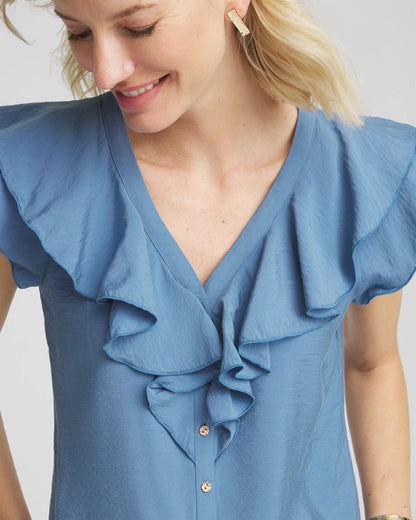 Crepe Ruffle-Trim Blouse - Chico's
