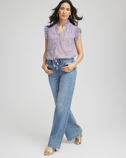 Cheetah Print Ruffle-Collar Blouse - Chico's