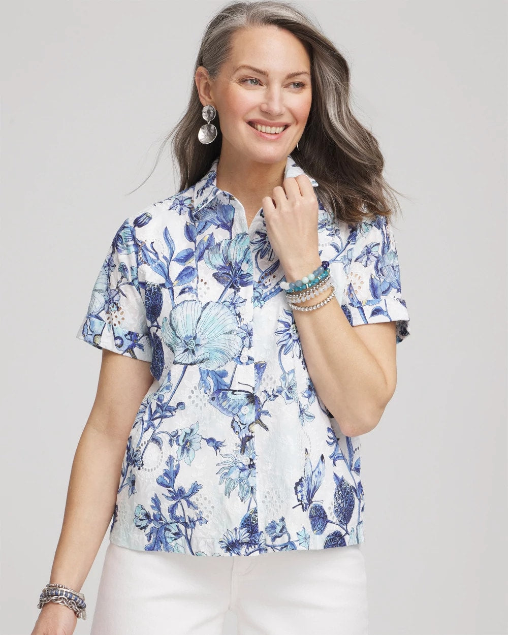 Butterfly Voile Short Sleeve Shirt - Chico's