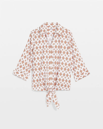 No Iron™ Tie-Front Geo-Print Shirt - Chico's