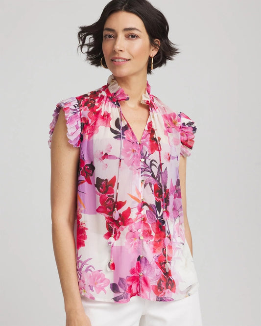 Floral Ruffle Collar Blouse - Chico's