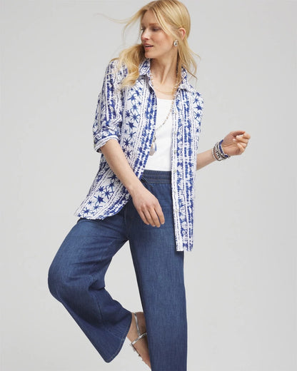 No Iron™ Star Print Linen Shirt - Chico's