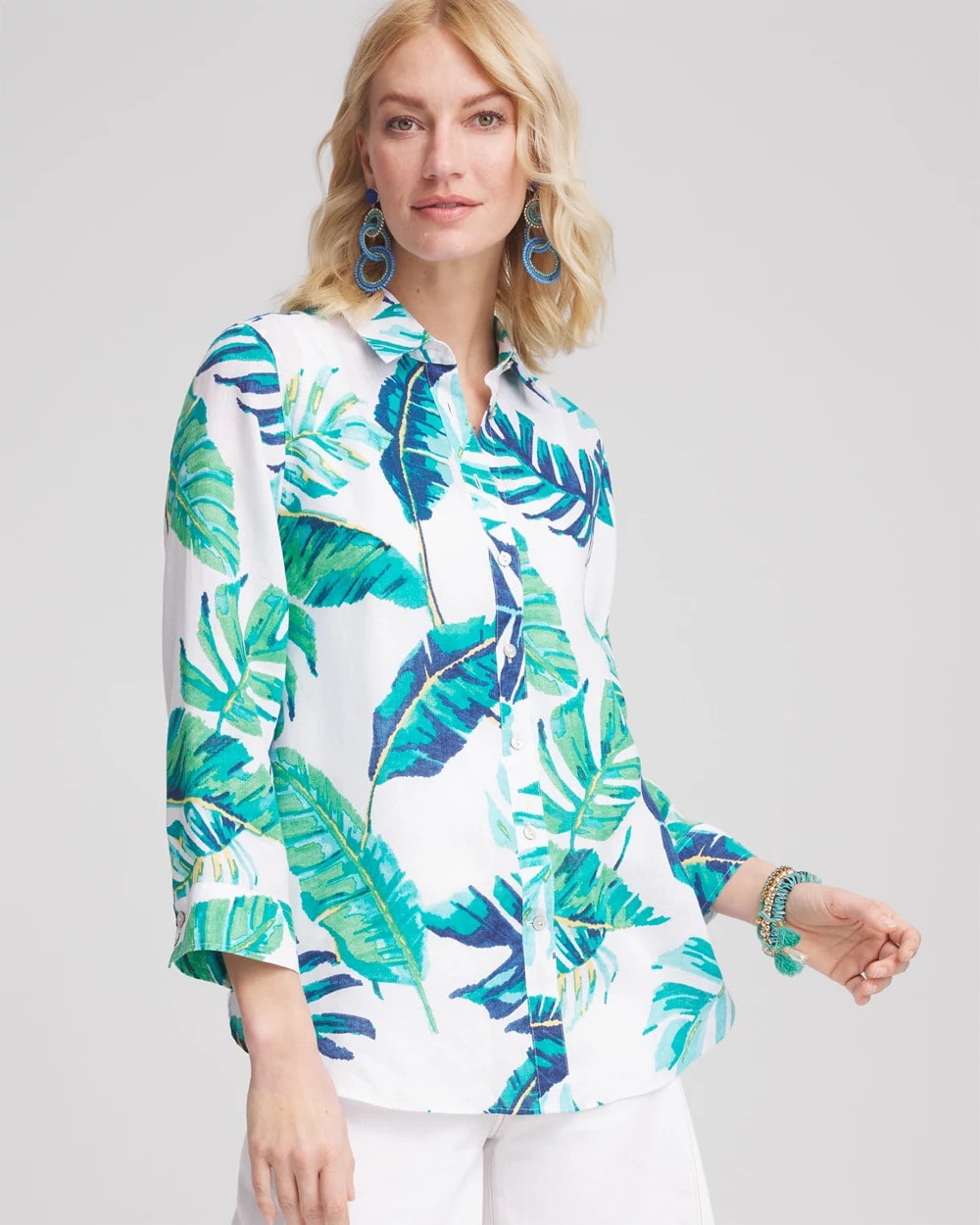 No Iron™ Palm Print Linen Shirt - Chico's