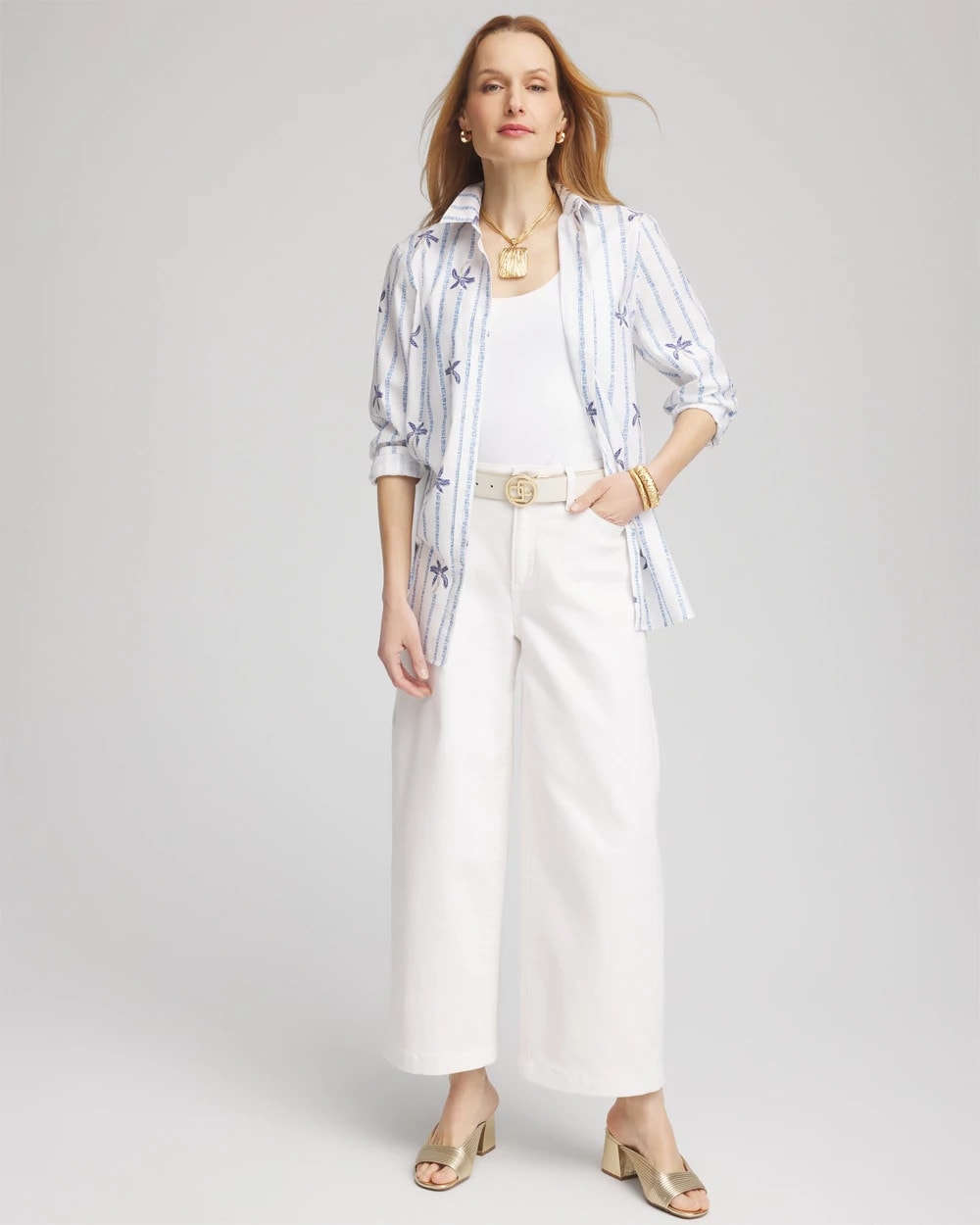 No Iron™ Palm Striped Sateen Shirt - Chico's
