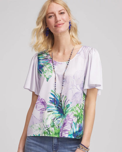 Flutter Sleeve Satin Top - Chico's