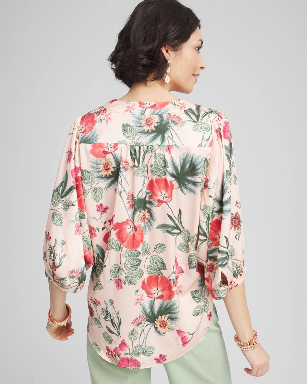 Floral Satin Tie-Front Pullover Top - Chico's