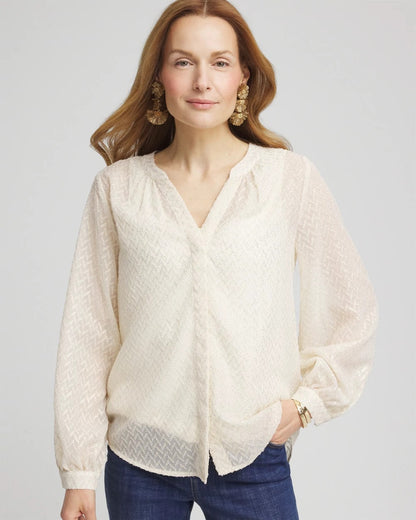 Chevron Blouson Sleeve Blouse - Chico's